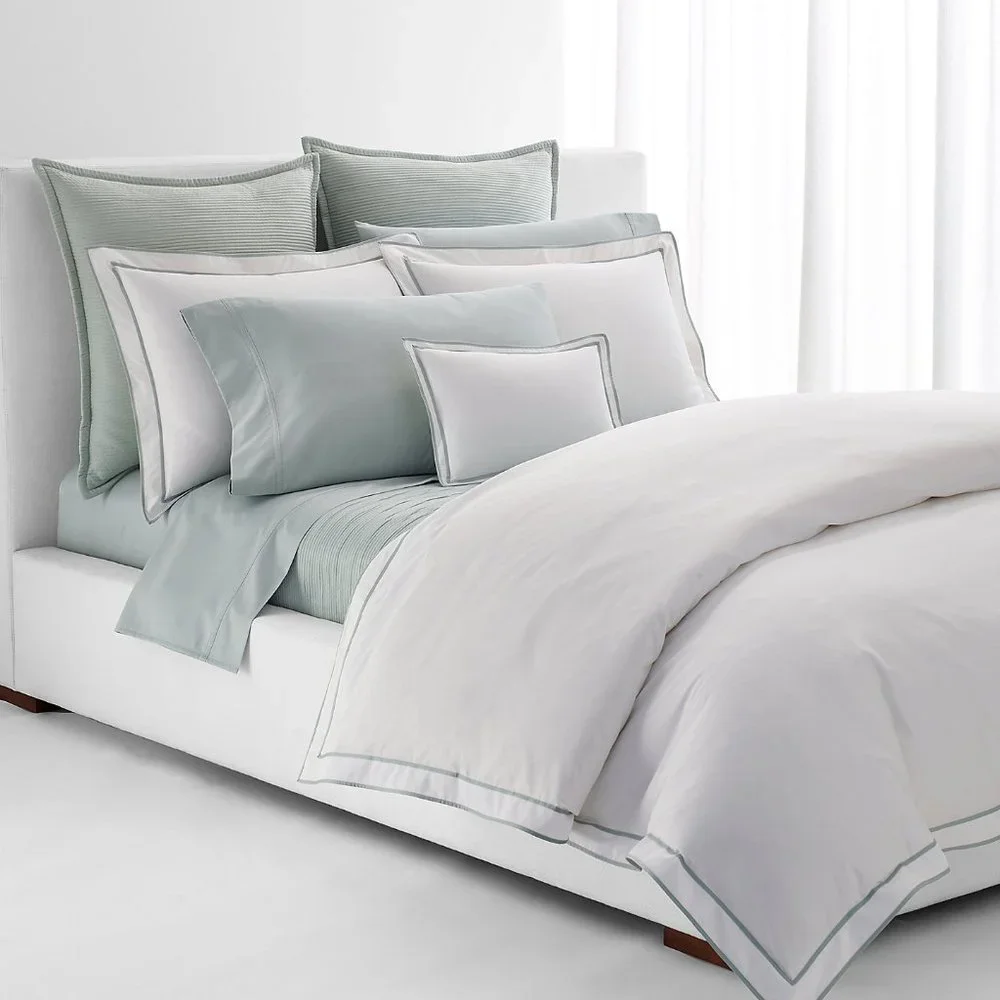 Lauren Ralph Lauren Spencer Border Duvet Cover Full/ Queen + 2 Shams White Sage
